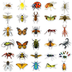 60 조각 곤충 낙서 개인화 된 만화 딱정벌레 나비 창조적 인 장식 노트북 수하물 스티커 방수 TISPA - Product Image 4