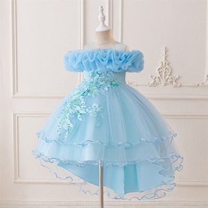 blue dress for baby girl Cute Baby Girl Fluffy Beauty Pageant Dress Toddler Birthday Party Bal –  marryshe main image 0