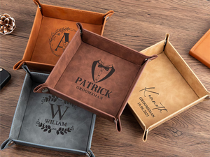 <span class=keywords><strong>Plateau</strong></span> de rangement en cuir gravé au laser en gros, <span class=keywords><strong>plateau</strong></span> de valet en similicuir personnalisable avec logo et monogramme pour hommes - Product Image 6