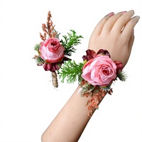 25044 Corsage Pernikahan Bunga Mawar Buatan dari Kain, Terlaris Lintas Negara, Gaya Eropa Minimalis, Dekorasi Boutonniere