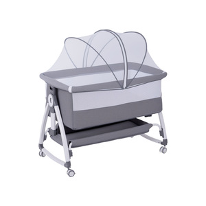 <span class=keywords><strong>Culla</strong></span> Portatile in Tessuto Peluche Multifunzionale Pieghevole per Neonati, Lettino da Viaggio Regolabile in Altezza con Rete Traspirante - Product Image 5