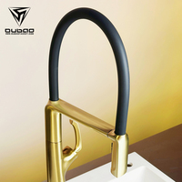 Robinet de cuisine à bec long en laiton, monté sur le pont, couleur gunmetal, poignée unique, un trou, extractible