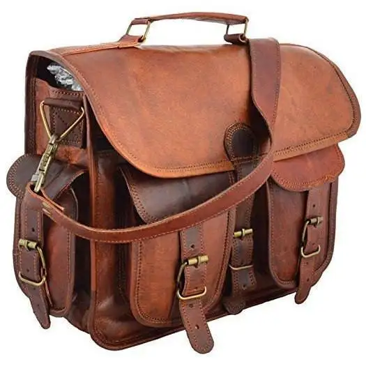 Brown Vintage Leder Aktentasche Tasche Vintage Schulter Computer Handtasche Umhängetasche Echtes Leder Aktentasche Braun Anpassbar