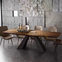 Ensemble de table à manger moderne en acier inoxydable noir titane royal robuste pour salle à manger, 6 à 8 chaises