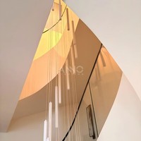 Lustre moderne en verre ANNO avec tiges rectangulaires en cascade, suspension longue personnalisée pour villa à plafond haut