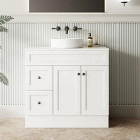 Meuble de salle de bain personnalisé élégant blanc planche en mélamine en bois massif avec comptoir en quartz meuble traditionnel de style shaker