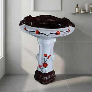 Ensemble de lavabo sur pied carré moderne en céramique pour salle de bain commerciale de centre commercial - Product Image 5