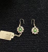 Boucles d'oreilles pendantes en argent sterling 925 avec zircon cubique vert taille poire, boucles d'oreilles à crochet, bijoux rétro pour femme, vente en gros