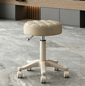 Silla de Barbero Rodante Ajustable, Silla de Estilismo para Salón, Asiento Hidráulico de Cuero PU con Respaldo para Salón de Belleza - Product Image 3