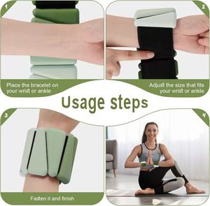 Poids de <span class=keywords><strong>poignet</strong></span> <span class=keywords><strong>et</strong></span> de <span class=keywords><strong>cheville</strong></span> réglables en silicone <span class=keywords><strong>pour</strong></span> exercices de Pilates <span class=keywords><strong>pour</strong></span> femmes, 1 lb/1,5 lb/2 lb - Product Image 6