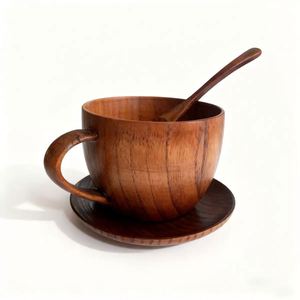 ถ้วยกาแฟไม้ธรรมชาติสไตล์วินเทจทำด้วยมือแก้วน้ำ 250 มล. ของขวัญพกพาสำหรับบ้านสำนักงานบาร์กลางแจ้งท่องเที่ยวถ้วยไม้ - Product Image 5