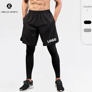 2023 Hot Summer Mens Breathable High Elastic Quick Dry Basketball Running Gym Training Fitness Shorts 2 In 1 For Men