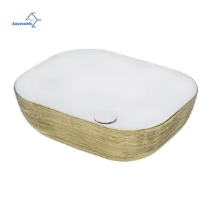 Lavabo reale di lusso lavabo da appoggio lavabo d'arte in ceramica lavabo da bagno dorato lavabo a mano placcato oro