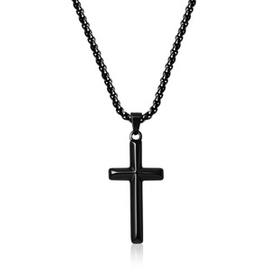 Kalung Liontin Salib Kristen Unisex Lapis Emas 18K Rantai Baja Tahan Karat Model Geometris Trendi Perhiasan Hadiah Berkualitas Tinggi - Product Image 2