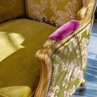Chaise de luxe néoclassique française à dossier haut-Fauteuil de loisirs vintage au design de cage à oiseaux d'inspiration chinoise pour la décoration de villa