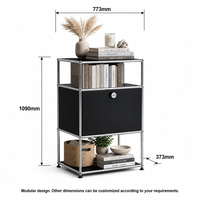 Table de chevet modulaire personnalisable en métal, armoire de rangement latérale en acier avec tiroirs pour chambre et salon