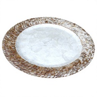 Décoration de table de mariage artisanale de luxe, centres de table en coquilles de capiz laminées (huîtres nacrées), assiette de présentation faite à la main, set de table 38 cm x