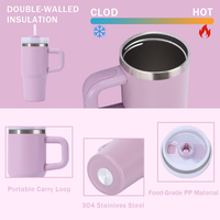 Gobelet isotherme de 14 oz avec poignée, mini tasse de voyage en acier inoxydable avec couvercle à paille, tasse de voiture à double paroi sous vide, vente en gros