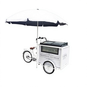 Tricycle mobile réfrigéré vert pour la vente de crème glacée, camion de restauration commercial de rue, tricycle à boissons et aliments, vélo à jus pressé à froid - Product Image 1