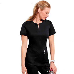 ブルゴーニュ女性ナースストレッチスクラブセットユニフォームモックラップナーススクラブトップドローストリングカーゴパンツ - Product Image 3