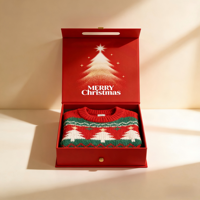 Boîte personnalisée, boîte cadeau de Noël haut de gamme, design avec impression quadricolore, boîte à rabat magnétique, boîte d'emballage pour pull et écharpe