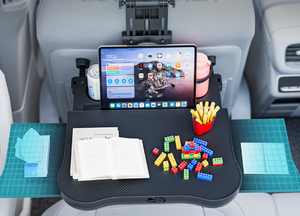 طاولة كمبيوتر دوارة لمقعد السيارة الخلفي بزاوية ، رف تخزين المشروبات متعدد الوظائف - Product Image 3