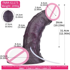 FAAK Dildo Gigante de 3 Pulgadas de Diámetro, Pene Artificial Negro con Función de Eyaculación, Dildo de Silicona de Doble Capa, Dildo Gigante, Tapón Anal - Product Image 2