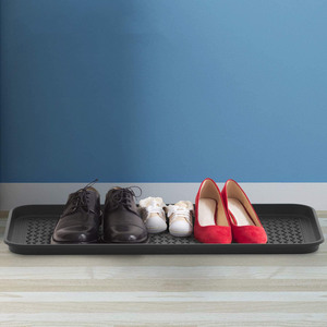 Plateau <span class=keywords><strong>à</strong></span> bottes intérieur/extérieur tout temps-Tapis <span class=keywords><strong>à</strong></span> chaussures en <span class=keywords><strong>plastique</strong></span> dur résistant aux intempéries avec bord surélevé pour entrées - Product Image 5