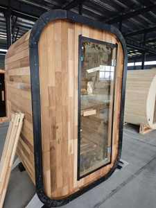 Sauna en bois massif pour 2 personnes, verre panoramique noir, chauffages TOULE & Harvia, sauna vapeur humide pour intérieur et extérieur - Product Image 3