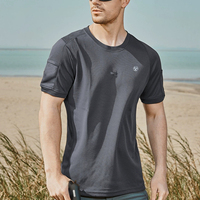 Camiseta de Verano para Hombre de Primera Calidad, Secado Rápido, Transpirable, Cuello Redondo, Manga Corta, Estilo Safari, Tejido Sólido