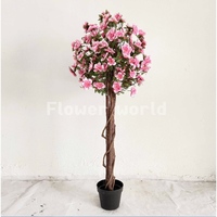 Grand arbre de bougainvillier artificiel avec tronc en bois de fleurs roses et Pot noir pour décor de noël à la maison de mariage de bureau