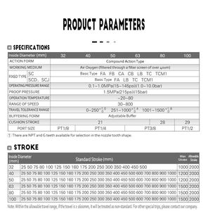 Серия SC 32/40/50/63/70/80/100/125/200/250/300 воздушный цилиндр двойного действия пневматический Стандартный Алюминиевый пневматический цилиндр - Product Image 6