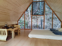 Petite Maison Préfabriquée en Bois en Forme de A - Chalet en Rondins Matériaux Naturels
