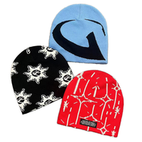 Chapeau d'hiver unisexe personnalisé en tricot jacquard à carreaux Y2K 100% acrylique, avec nœuds brodés personnalisés, camouflage