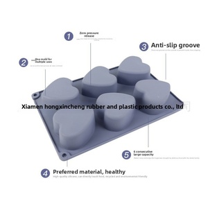 Moule en silicone réutilisable en forme de cœur à six cavités, qualité alimentaire, résistant au four, pour gâteaux, mousses et desserts créatifs - Collection 2024 DIY - Product Image 4