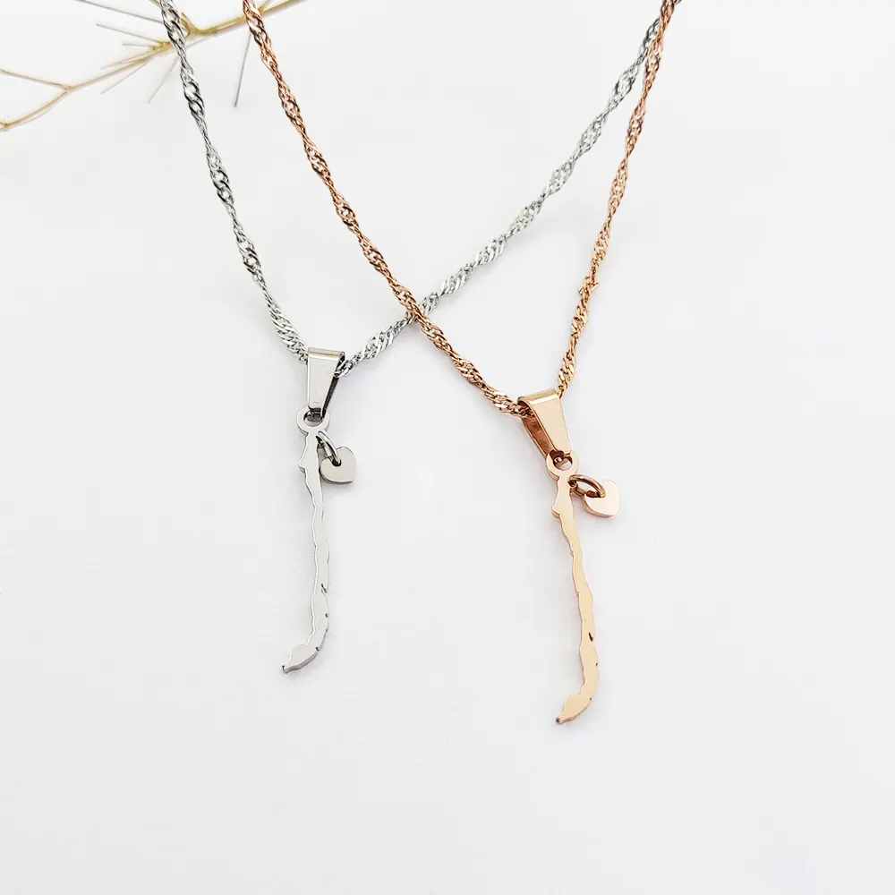 18K Vergulde Chili Kaart Ketting Roestvrij Staal Minimalistische Chili Land Kaart Ketting Chili Kaart Sieraden Voor Reizen Cadeau