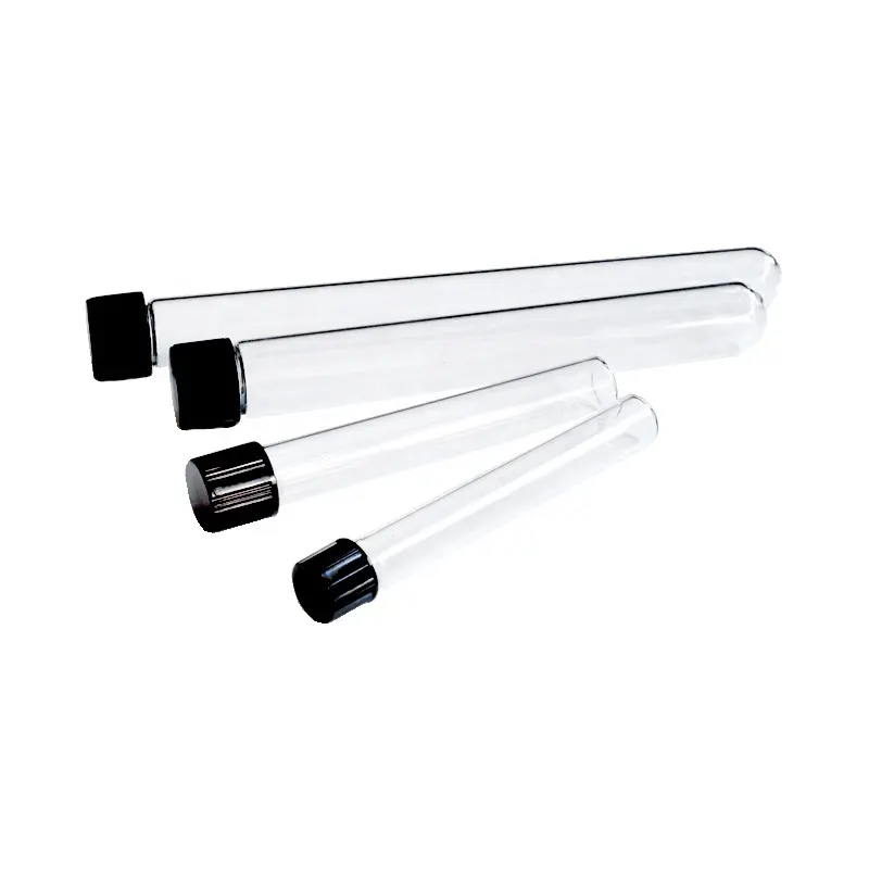 Tubes de verre Borosilicate à fond rond/plat, 10 pièces, Tubes à Test en verre Borosilicate avec bouchon en plastique en aluminium