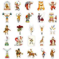 56 pegatinas de PVC impermeables estilo circo para decoración DIY de fundas de teléfono, cuadernos y botellas de agua