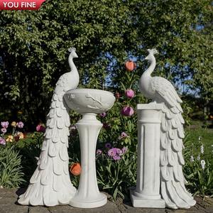 Pot de fleurs de paon sculpté à la main, Sculpture de personnages, grand Vase de planteur en marbre, grands Pots de fleurs - Product Image 1