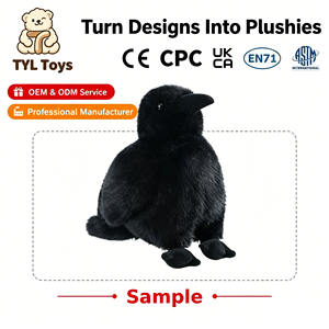 Nuovo Peluche Corvo Nero 2026, Giocattolo Morbidissimo in Cotone, Simpatico Uccello Corvo per Feste di Halloween e Decorazioni Domestiche, Personalizzazione ODM - Product Image 1