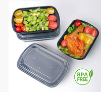 Boîtes à lunch rectangulaires en plastique PET épaissi, écologiques, de style américain, avec couvercles, pour salades, pains, sushis, emballages alimentaires