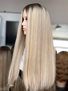 Pelucas Judías Kosher Largas de Cabello Humano Europeo Virgen Real, Base de Seda con Encaje Transparente HD, Sin Pegamento, Raíz Marrón, Lisas - Product Image 2