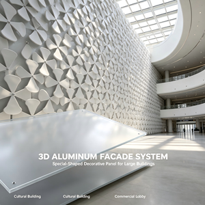Système de façade en aluminium 3D, panneau décoratif de forme spéciale pour bâtiment culturel, hall commercial - Product Image 1