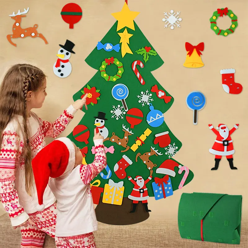 बच्चों DIY महसूस किया क्रिसमस वृक्ष क्रिसमस की सजावट के लिए घर Navidad 2021 नए साल के तोहफे क्रिसमस के गहने क्रिसमस <span class=keywords><strong>पेड़</strong></span>