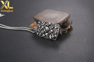 Collar con Colgante de Calavera Estilo HipHop de Acero Inoxidable 316L Personalizado, Etiquetas Cuadradas, Colgantes y Dijes Finos para Hombres y Mujeres - Product Image 6