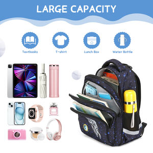 Mochila Escolar Personalizada de 16 Pulgadas para Niños y Niñas de 6 a 12 Años - Juego de 3 Piezas con Estampado Espacial, Lonchera y Estuche para Lápices - Product Image 4