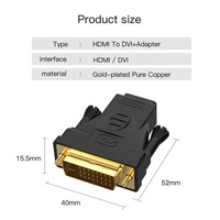 Convertidor de 1080P chapado en oro, convertidor DVI macho 24 1 A HDMI hembra, Adaptador convertidor