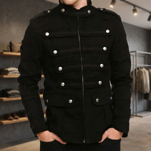 Men Black <b>Gothic</b> Steampunk Vintage Spring Streetwear Zipper Bomber <b>Jacket</b> - Product Image 2
