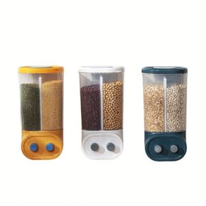 Contenedor de Almacenamiento de Alimentos Secos de 6 Compartimentos para Cocina, Dispensador de Granos de Plástico Transparente Montado en la Pared, Contenedor de Arroz y Cereales con Divisiones - Product Image 4