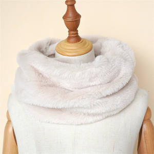 Écharpe en laine tricotée pour <span class=keywords><strong>femme</strong></span>, foulard chaud pour le cou, en fausse fourrure de lapin, tricoté, soyeux, tendance hiver - Product Image 2